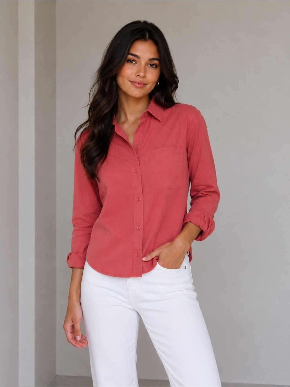 NWT Old Navy Cropped Button Down Shirt in Mauve Rose Size X-Small